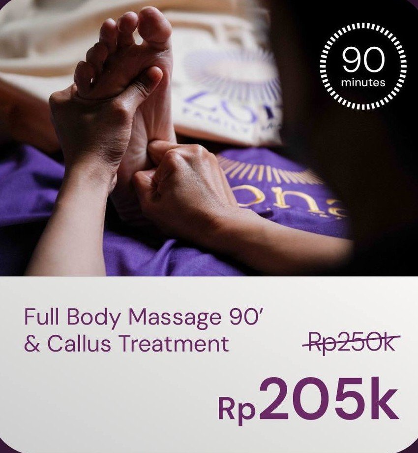 Full Body Massage 90 dan Callus Treatment